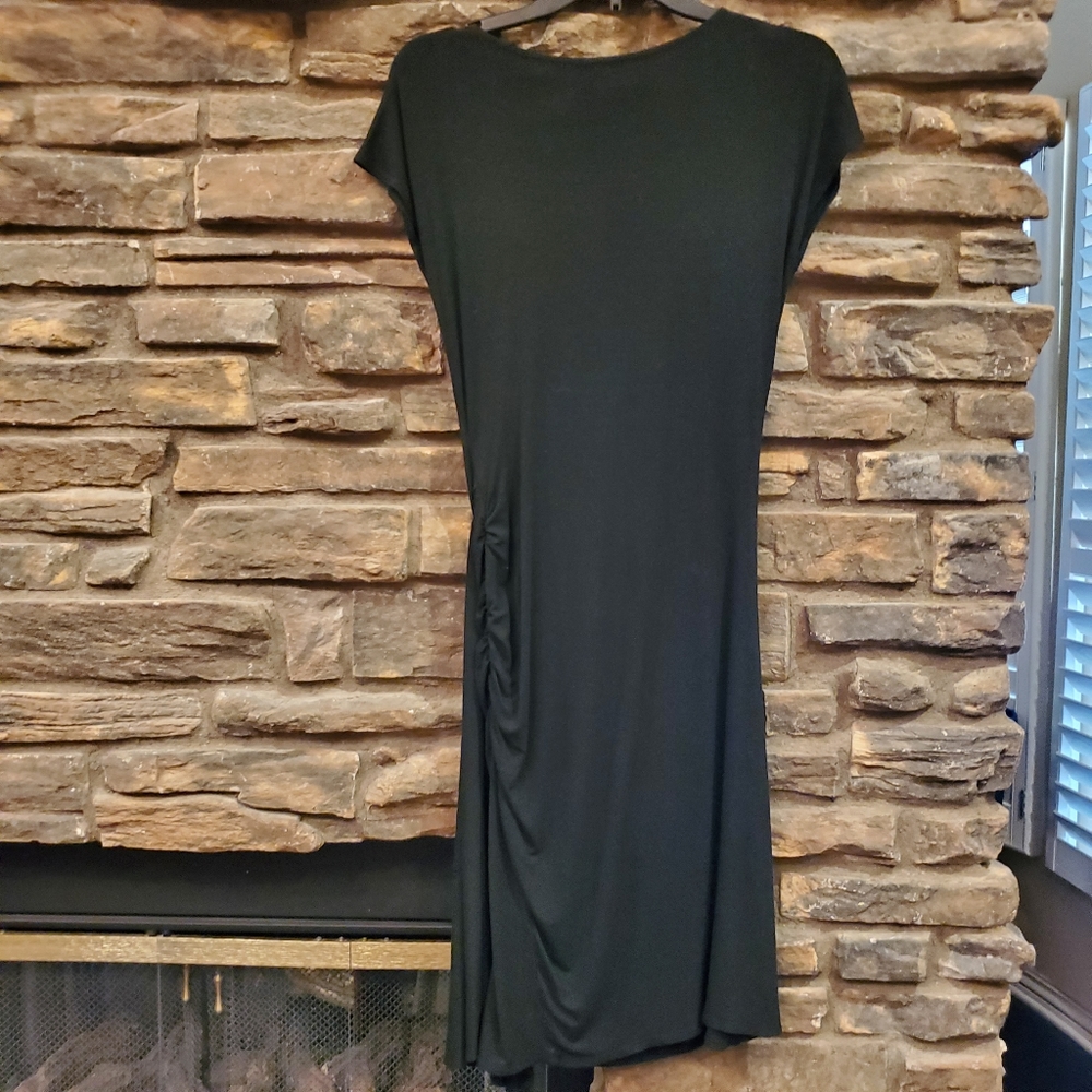 BLACK RUCHED DRAPE DRESS - Picture 2 of 6